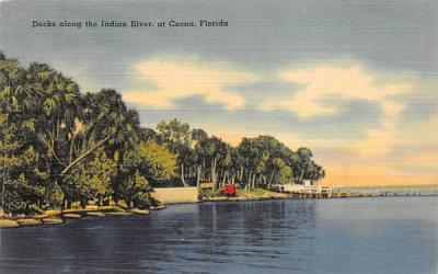 Docks along the Indian River Cocoa, Florida Postcard