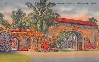 Granada Entrance Coral Gables, Florida Postcard