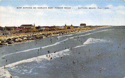 Surf Bathing on World's Most Famous Beach Daytona Beach, Florida Postcard