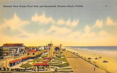 General View Ocean Front Park and Broadwalk Daytona Beach, Florida Postcard