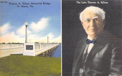 Thomas A. Edison Memorial Bridge Fort Myers, Florida Postcard