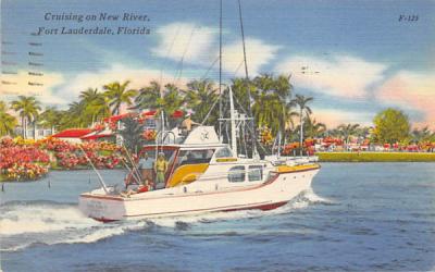 Cruising on New River Fort Lauderdale, Florida Postcard