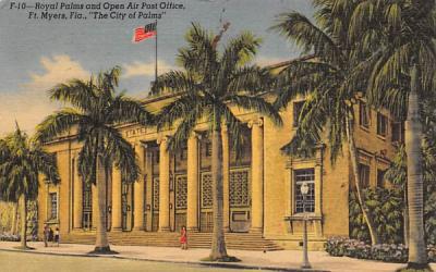 Royal Palms and Open Air Post Office Fort Myers, Florida Postcard