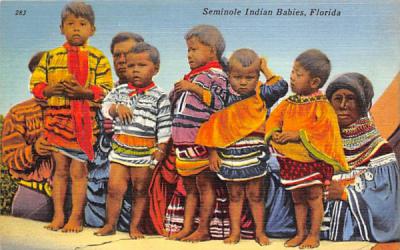 Seminole Indian Babies, FL, USA Misc, Florida Postcard