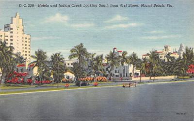 Hotels and Indian Creek  Miami Beach, Florida Postcard