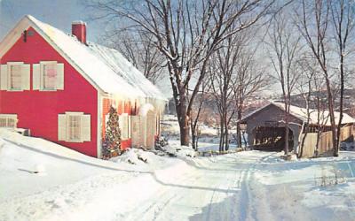 winter's snowy setting for a covered bridge Newberry, Florida Postcard