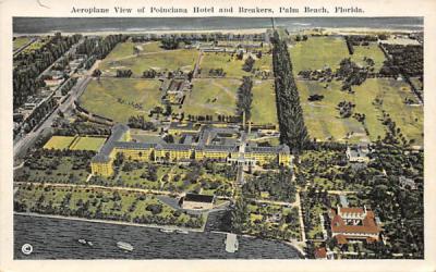 Aeroplane View of Poinciana Hotel and Breakers Palm Beach, Florida Postcard