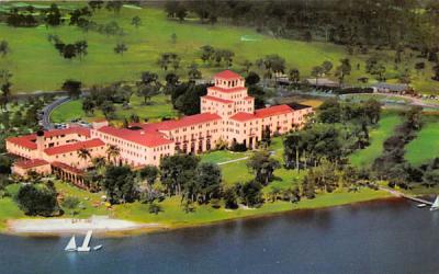 Harder Hall on Rex Beach Lake Sebring, Florida Postcard