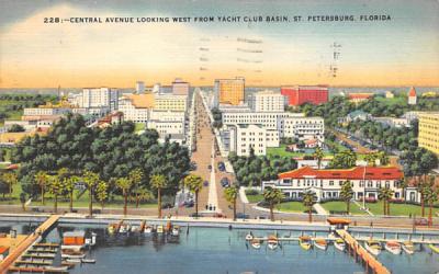 Central Avenue Looking West from Yacht Club Basin St Petersburg, Florida Postcard