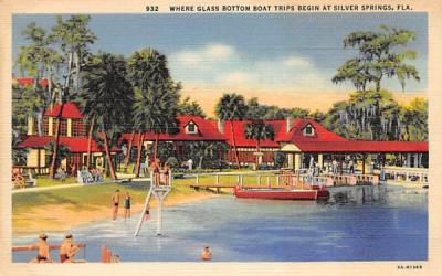 Where Glass Bottom Boat Trips Begin  Silver Springs, Florida Postcard