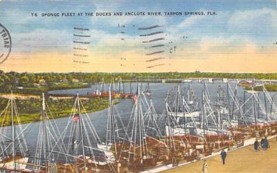 Sponge Fleet at the Docks and Anclote River Tarpon Springs, Florida Postcard