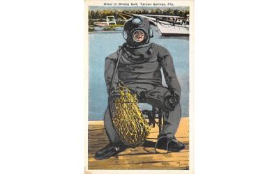 Diver in Diving Suit Tarpon Springs, Florida Postcard