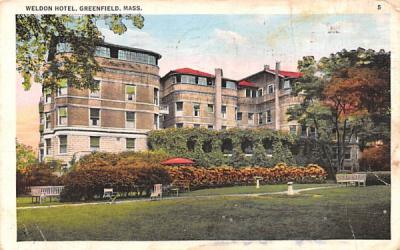 Weldon Hotel Greenfield, Massachusetts Postcard