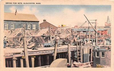 Drying Fish Nets Gloucester, Massachusetts Postcard