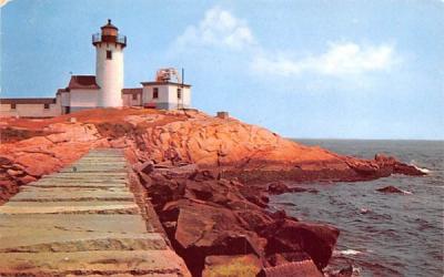 Eastern Point Light & Breakwater Gloucester, Massachusetts Postcard