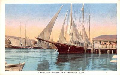 Among the Wharfs Gloucester, Massachusetts Postcard