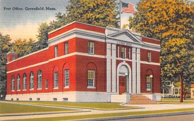 Post Office Greenfield, Massachusetts Postcard