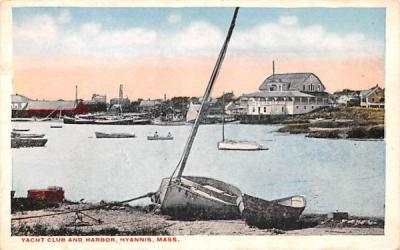 Yacht Club & Harbor Hyannis, Massachusetts Postcard