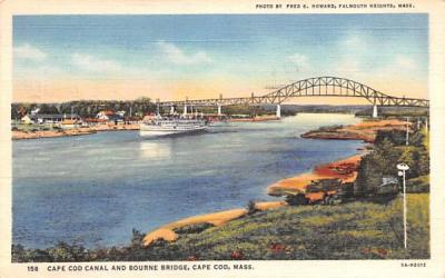 Cape Cod Canal & Bourne Bridge Hyannis, Massachusetts Postcard