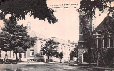 City Hall & Baptist ChurchLeominster, Massachusetts Postcard