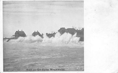 Surf on the Lynn Breakwater Massachusetts Postcard