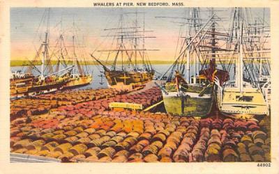 Whalers at Pier New Bedford, Massachusetts Postcard