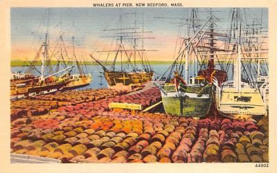 Whalers at Pier New Bedford, Massachusetts Postcard