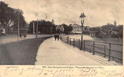 State Boulevard & Soldiers' Monument Swampscott, Massachusetts Postcard