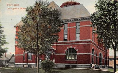 Town Hall Stoughton, Massachusetts Postcard