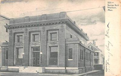 Savings Bank Waltham, Massachusetts Postcard