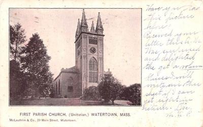 First Parish Church Watertown, Massachusetts Postcard