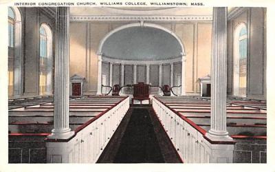 Interior Congregation Church Williamstown, Massachusetts Postcard