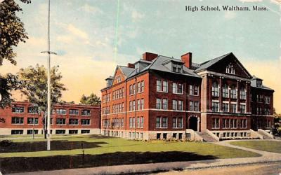 High School Waltham, Massachusetts Postcard