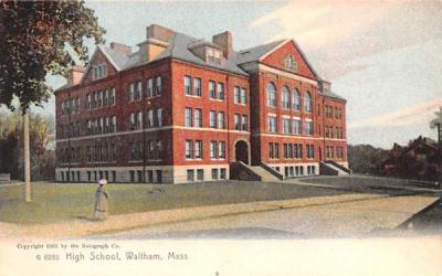 High School Waltham, Massachusetts Postcard