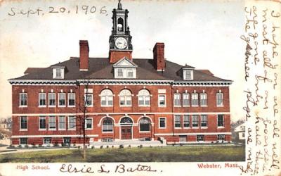 High School Webster, Massachusetts Postcard