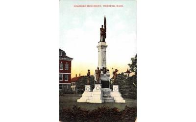 Soldiers Monument Webster, Massachusetts Postcard