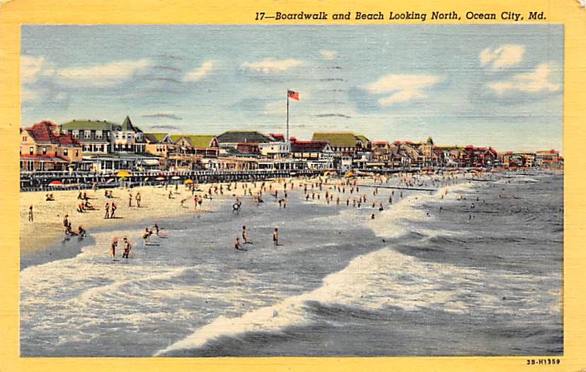 Boardwalk and Beach Ocean City, Maryland MD Postcards | OldPostcards.com