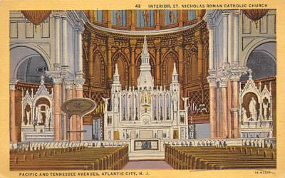 Interior, St. Nicholas Roman Catholic Church Atlantic City, New Jersey Postcard