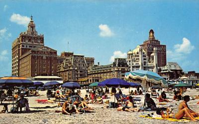 Bathing Beach and Luxury Hotels Atlantic City, New Jersey Postcard