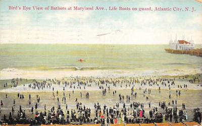 Bird's Eye View of Bathers at Maryland Ave. Atlantic City, New Jersey Postcard