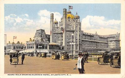 Board Walk Showing Blenheim Hotel Atlantic City, New Jersey Postcard