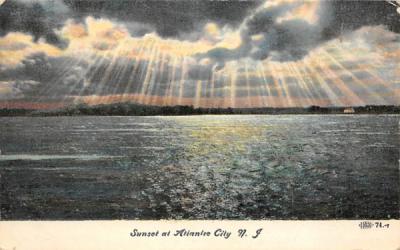 Sunset at Atlantic City New Jersey Postcard