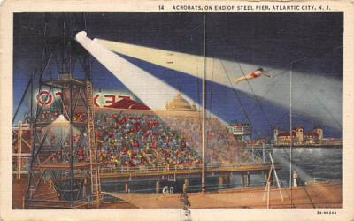 Acrobats, on End of Steel Pier Atlantic City, New Jersey Postcard