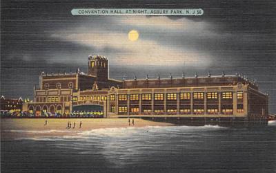 Convention Hall, at Night Asbury Park, New Jersey Postcard