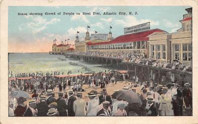 Scene showing Crowd of People on Steel Pier Atlantic City, New Jersey Postcard