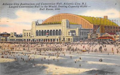 Atlantic City Auditorium and Convention Hall New Jersey Postcard