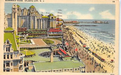 Boardwalk Scene Atlantic City, New Jersey Postcard