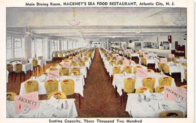 Hackney's Sea Food Restaurant Atlantic City, New Jersey Postcard