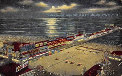 World Famous Steel Pier at Night Atlantic City, New Jersey Postcard