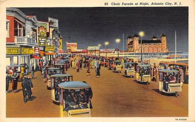 Chair Parade at Night Atlantic City, New Jersey Postcard